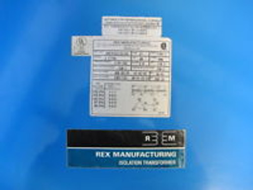 Rex Manufacturing Isolation Transformer 27KVA 3 Phase