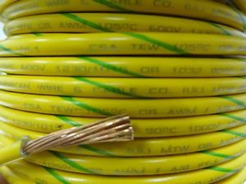 Mtw 10 Awg Gauge Yellow W/ Green Stripe Stranded  Wire 500 Machine Tool Wire