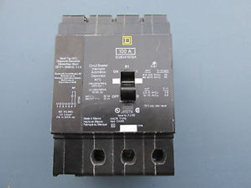 Square D EGB34100SA Circuit Breaker With Shunt Trip 3 Pole 100 Amp 240/480V VGC