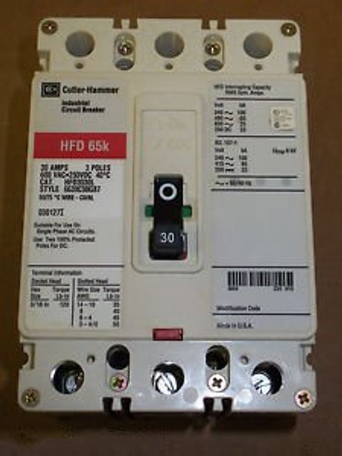 Cutler Hammer HFD 65k 3 pole 30 amp 600v HFD3030L Circuit Breaker RED