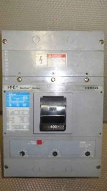 ITE SIEMENS BREAKER 400 AMP 600 VAC 3 POLE WITH 400 AMP TRIP MODEL JD63F400