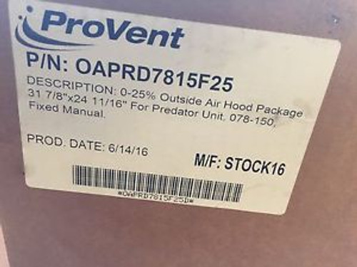 Provent Oaprd7815F25 0-25% Outside Air Hood Package 4 York Predator 3 - 12 Ton