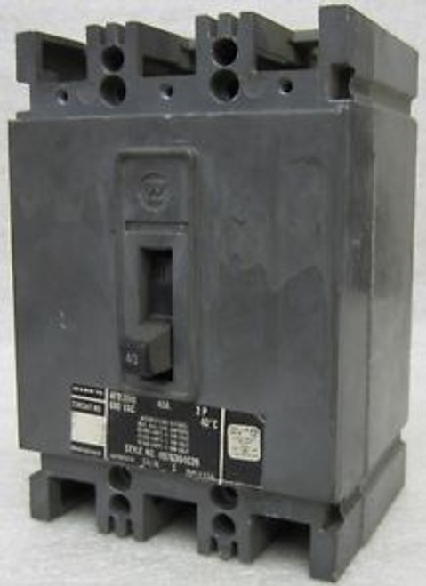 WESTINGHOUSE  HFB3040  600 VAC  40 Amp  3 Pole CIRCUIT BREAKER