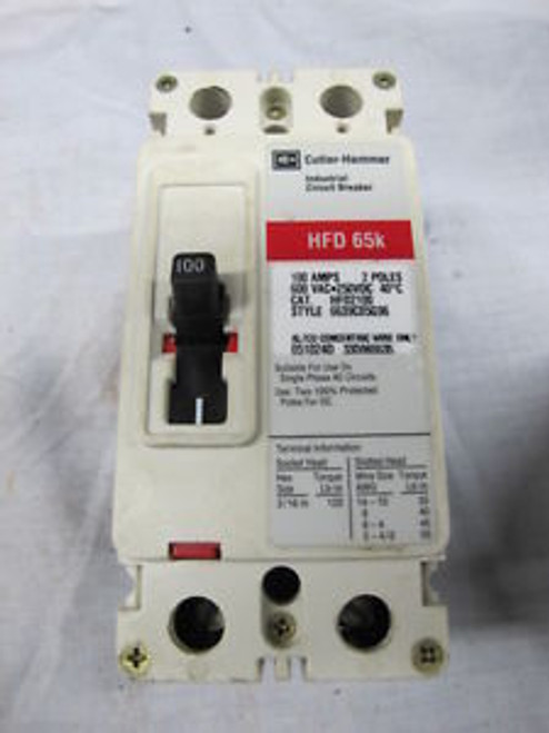 Cutler Hammer HFD2100 2 POLE 100 AMP 600 VOLT Circuit Breaker