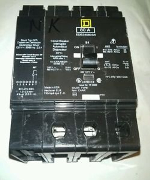 SQUARE D EDB34080SA CIRCUIT BREAKER/ SHUNT