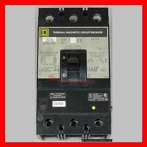 Square D KHL362001212 Circuit Breaker, 200 Amp, Aux Switch, Used