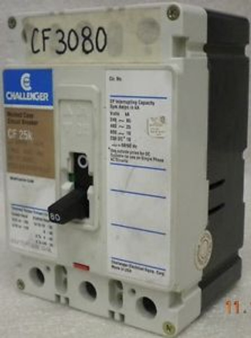 CHALLENGER CF3080  600 VAC  80 Amp 3 Pole CIRCUIT BREAKER