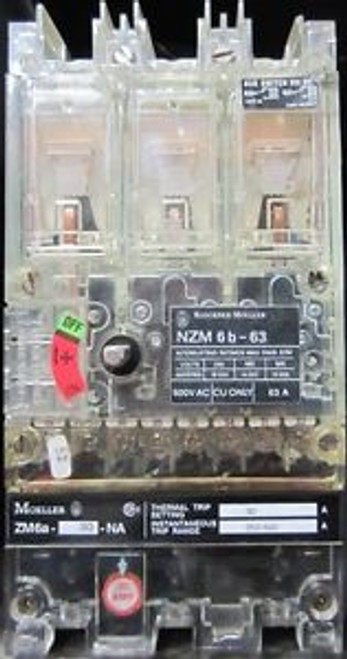 KLOCKNER MOELLER  NZM6b-63 / ZM6a-30-NA  600 VAC  30 A  3 Pole DISCONNECT SWITCH