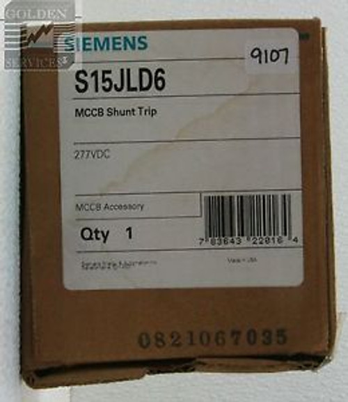 Siemens S15JLD6 Shunt Trip 277VDC