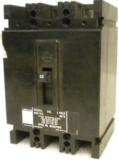 WESTINGHOUSE  FB3060  600 VAC  60 Amp  3 Pole CIRCUIT BREAKER