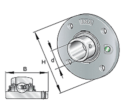 Ina Rmey70 Housing Units Rmey, Four-Bolt Flanged Housing Units, Cast Iron, Centr