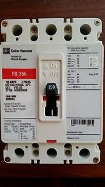 Cutler-Hammer Industrial Circuit Breaker 150 AMP 600VAC FD3150  FD35K