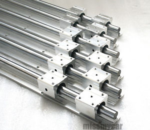 6Pcs Sbr16-380/880/1400Mm Fully Supported Linear Rail Shaft Rod+12Pcs Sbr16Uu