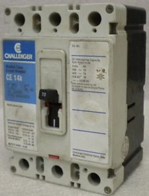 CHALLENGER  CE3070L  480 VAC  70 Amp 3 Pole CIRCUIT BREAKER