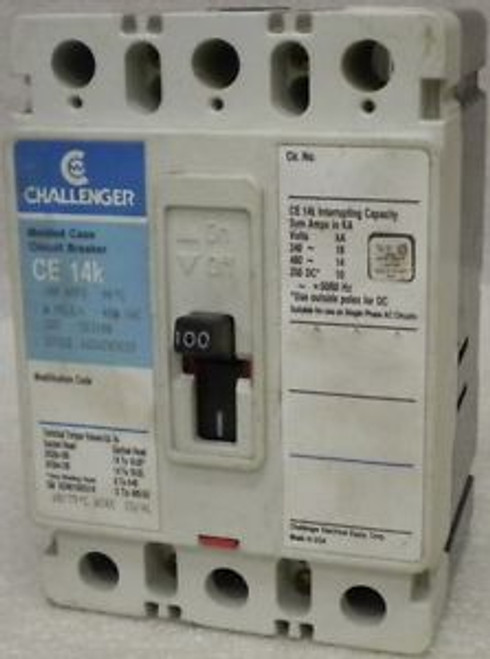 CHALLENGER CE3100  480 VAC  100 Amp 3 Pole CIRCUIT BREAKER