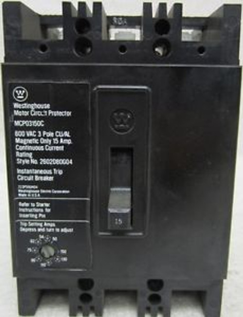 WESTINGHOUSE  MCP03150C  600 VAC  15 Amp  3 Pole CIRCUIT BREAKER