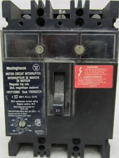 WESTINGHOUSE  MCP13300S  600 VAC  30 Amp  3 Pole CIRCUIT BREAKER