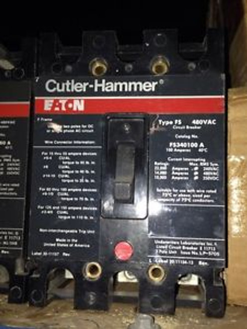 FS340100A Cutler Hammer 100 AMP, 480 VOLT, 3-POLE