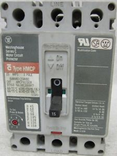 WESTINGHOUSE  HMCP015EO  600 VAC  15 Amp 3 Pole CIRCUIT BREAKER