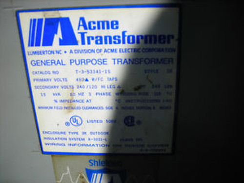 ACME ELECTRIC T3-533411S  TRANSFORMER  480 VOLT