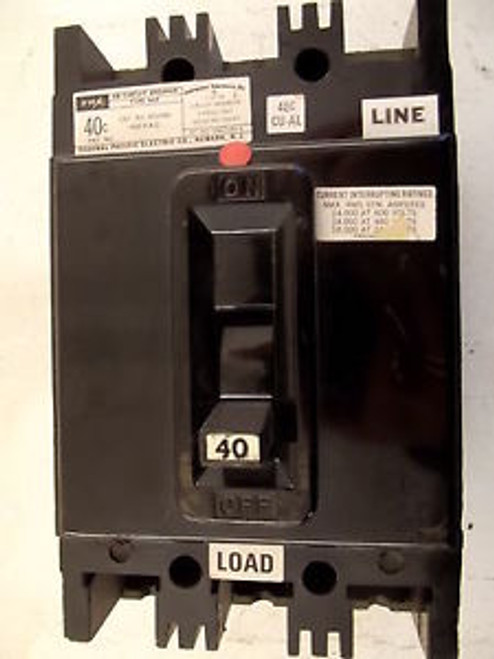 FPE Federal Pioneer 40A 600V 3P Circuit Breaker NEF Frame NEF631040