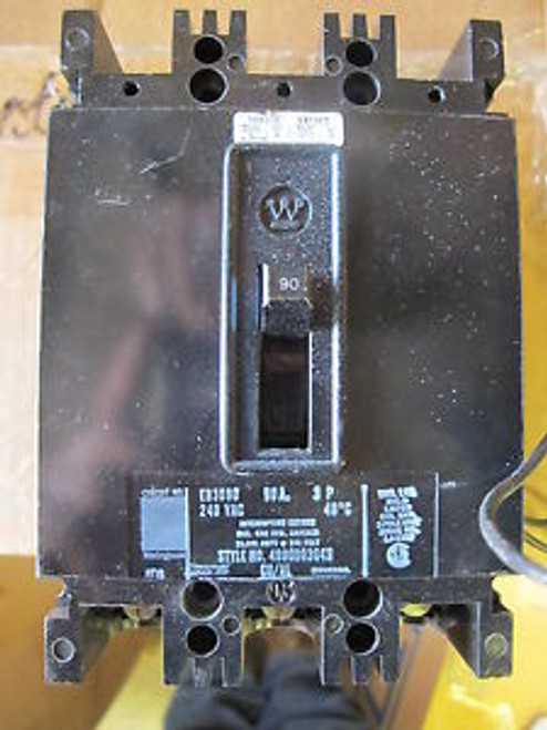 Westinghouse EB3090 w/Shunt Trip 90 Amp, 240 Volt, 3 Pole Circuit Breaker