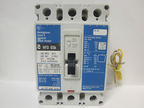 WESTINGHOUSE SERIES C BREAKER TYPE HFD 65k 100A 3P  HFD3100 W/SHUNT TRIP...WA-01