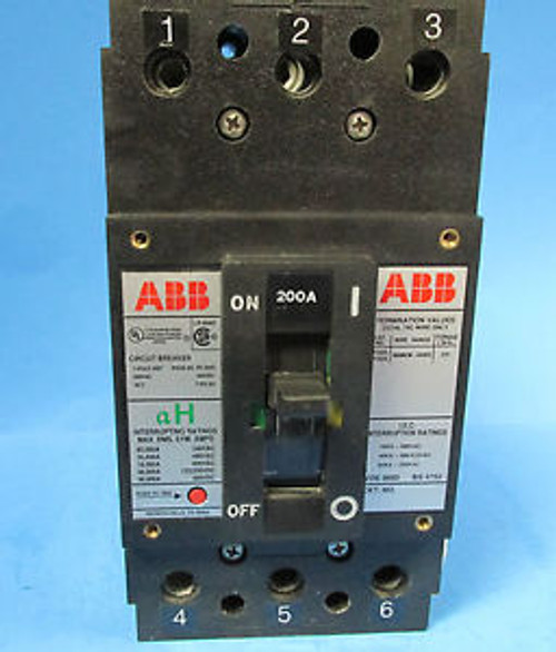 ABB TYPE EH 200 AMP 3 POLE CIRCUIT BREAKER W/ AUX SWITCH & SHUNT TRIP ... M-52