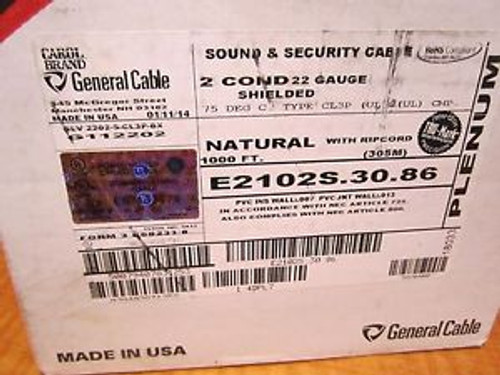 Carol E2102S.30.86 Shielded 1000 Plenum Sound/Security Wire 300V 22/2 Conductor