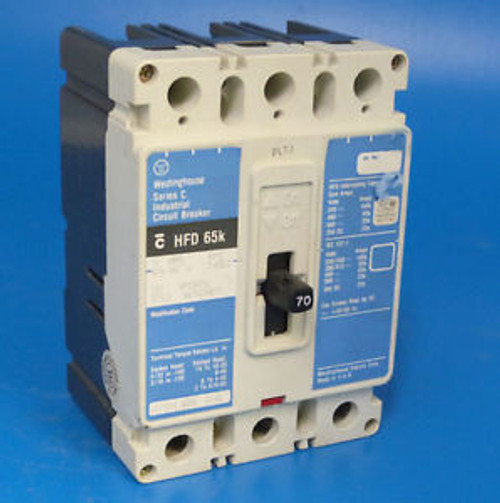 Cutler Hammer HFD3070L 70A 3-Pole 600V Circuit Breaker 1 YEAR WARRANTY