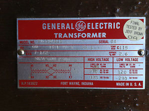 9T22B4212 GE Transformer 7.5KVA 240-480 to 120-240V