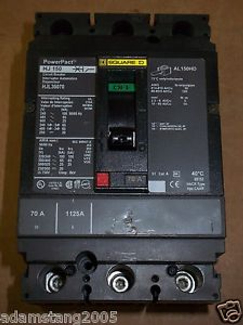 Square D HJ 150 3 pole 70 amp 600v HJL36070 PowerPact Circuit Breaker HJL