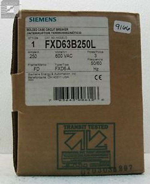 Siemens FXD63B250L Sentron Molded Case Circuit Breaker 600V 250A 3P