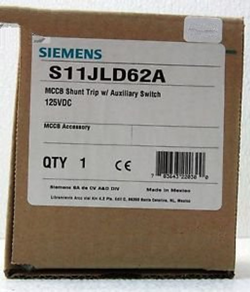 Siemens S11JLD62A Shunt Trip 125VDC with Auxiliary Switch