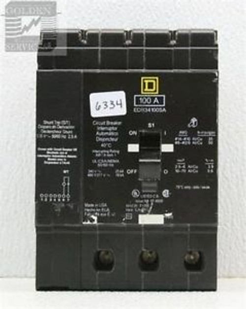 Square D EDB34100SA Circuit Breaker 480Y/277V 100A 3P