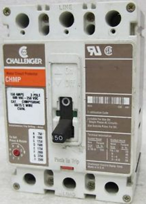 CHALLENGER  CHMP150U4C  600 VAC  150 Amp 3 Pole CIRCUIT BREAKER