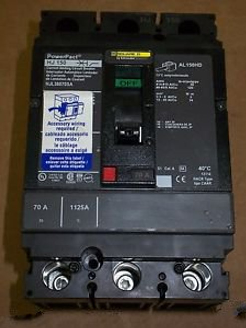 Square D HJL HJ 150 3 pole 70 amp 600v HJL36070SA PowerPact Circuit Breaker