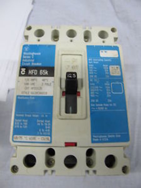 Westinghouse HFD3125 3 POLE 125 AMP 600 VOLT Circuit Breaker