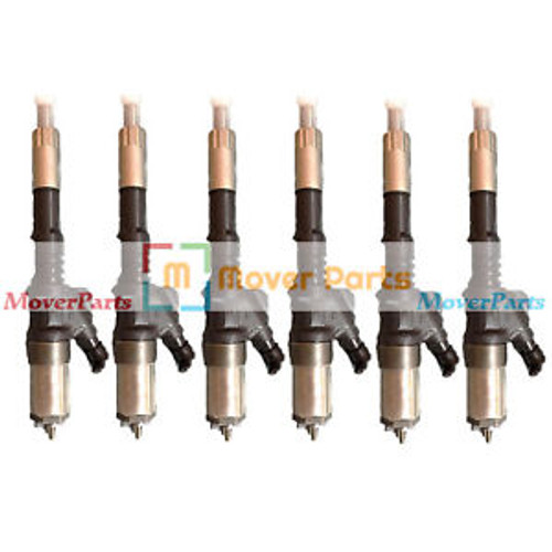 6 Pcs Fuel Injectors 6156-11-3300 6156-11-3310 For Komatsu Pc400-7 Sa6D125E