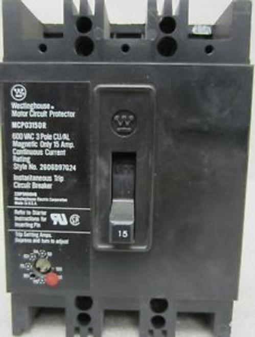 WESTINGHOUSE  MCP03150R  600 VAC  15 Amp  3 Pole CIRCUIT BREAKER