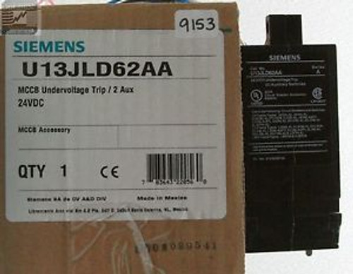 Siemens U13JLD62AA Undervoltage Trip 24VDC with (2) Auxiliary Switches