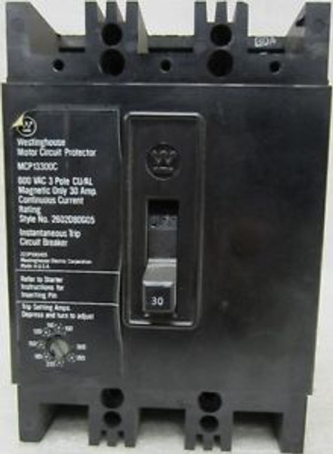 WESTINGHOUSE  MCP13300C  600 VAC  30 Amp  3 Pole CIRCUIT BREAKER