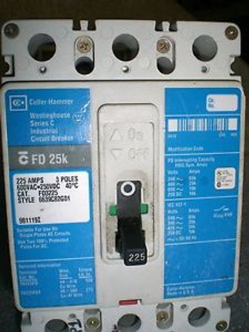 USED WESTINGHOUSE FD3225 225A 3P 600V CIRCUIT BREAKER
