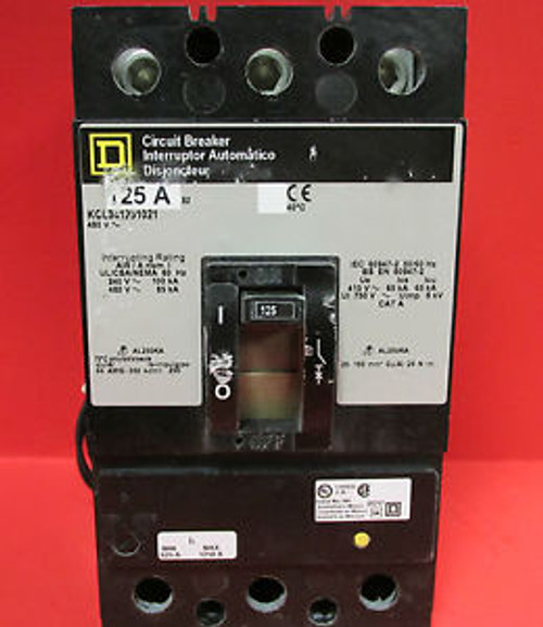 SQUARE D KCL341251021 3 POLE 125 AMP CIRCUIT BREAKER W/SHUNT TRIP ....... VC-79