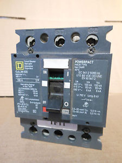 Square D GJL36100 circuit breaker  Powerpact 3pole 100amp 1year Warranty