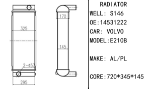Water Cooling Radiator Volvo Ec210B Prime Ec210Blc Excavator D6E ,Voe14549879
