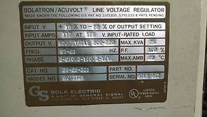 SOLATRON ACUVOLT AC13T25 39-59-325 VOLTAGE REGULATOR 25KVA 25 KVA 208-230V