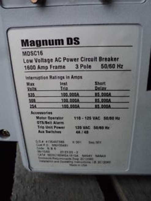 Cutler-Hammer Magnum DS MDSC16 (MDSC163WEA161GA) 1600A