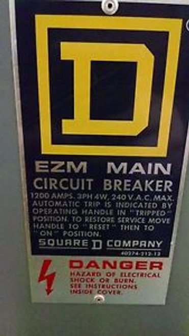 Square D EZM321200NR EMZ21300CB Main Circuit Breaker 1200 Amp 240