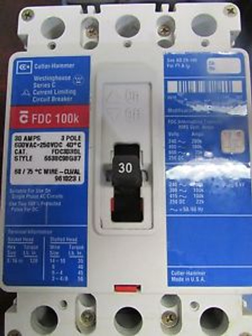 Cutler Hammer Westinghouse FDC 100K Circuit Breaker FDC3030L